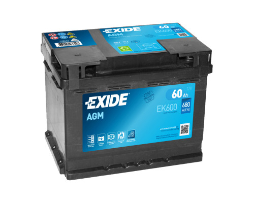 Exide 60 Ah 680A EK600 AGM